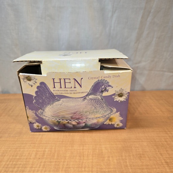Hen Crystal Candy Dish Clear Chicken 5" Transparent No Damage with Box Farm - Picture 4 of 9